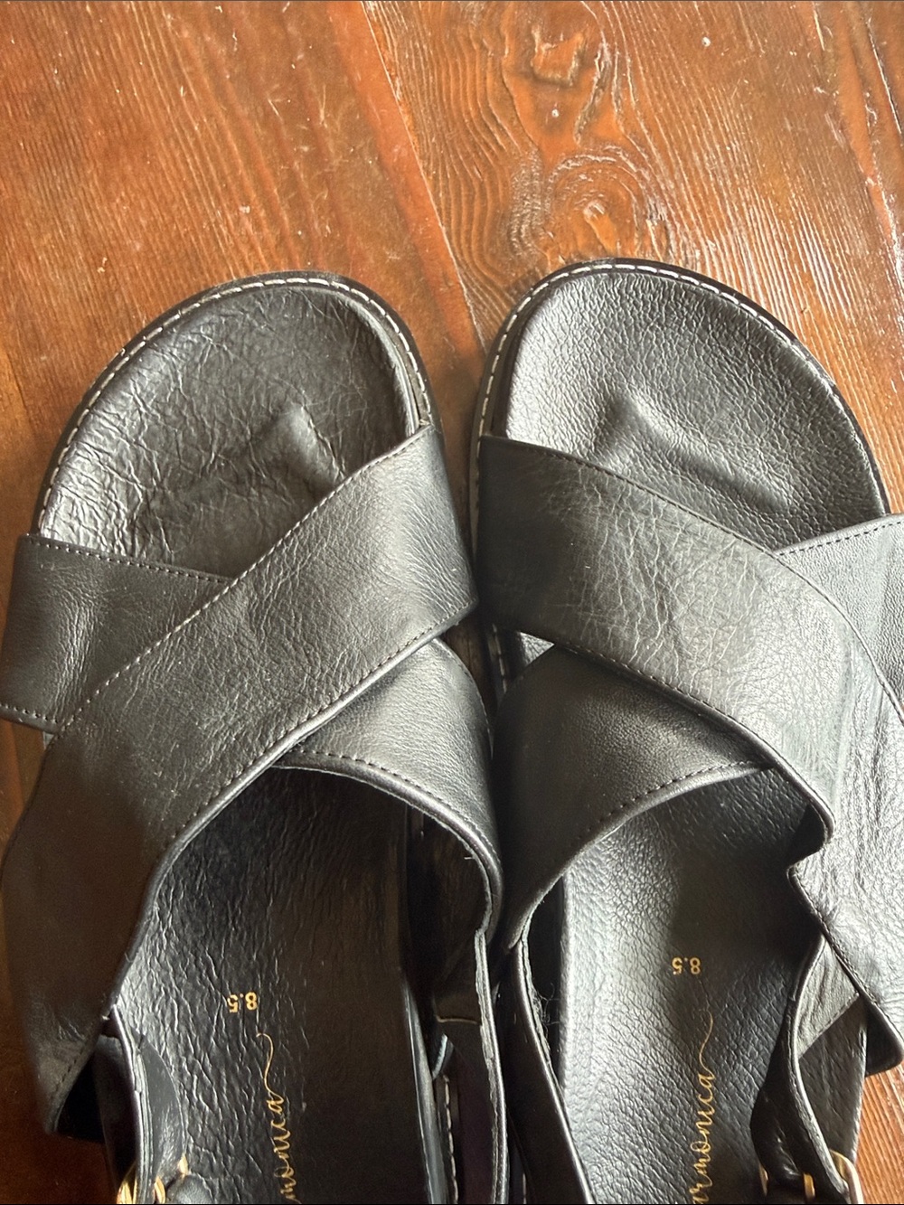 Black Leather Cross-Strap Flats by Sam & Libby - Picture 3 of 5